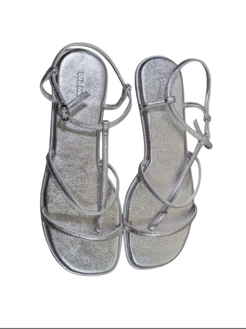 Old Navy Strappy Metallic Silver Flat Sandals